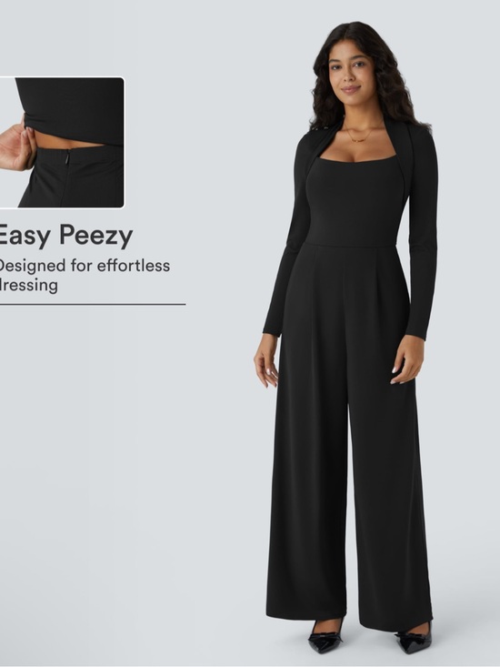 HALARA Pants - Halara Women’s Long Sleeve Black Jumpsuit Easy Peezy